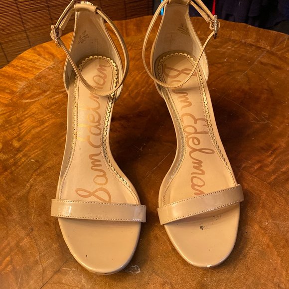 Sam Edelman Shoes - Sam Edelman Beige Patent Leather Strappy Heels size 7